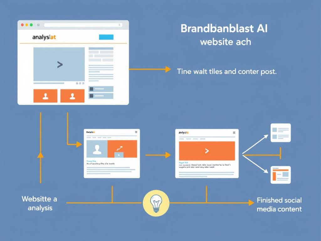 Brandblast AI analyzing website content to create social media posts