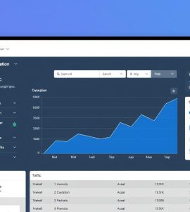 ClickRank dashboard showing SEO automation features and traffic growth graph