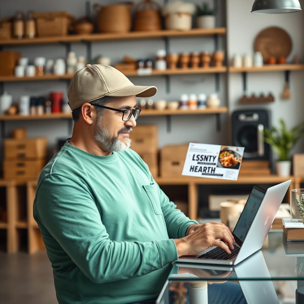 Small business owner using Brandblast AI for social media management