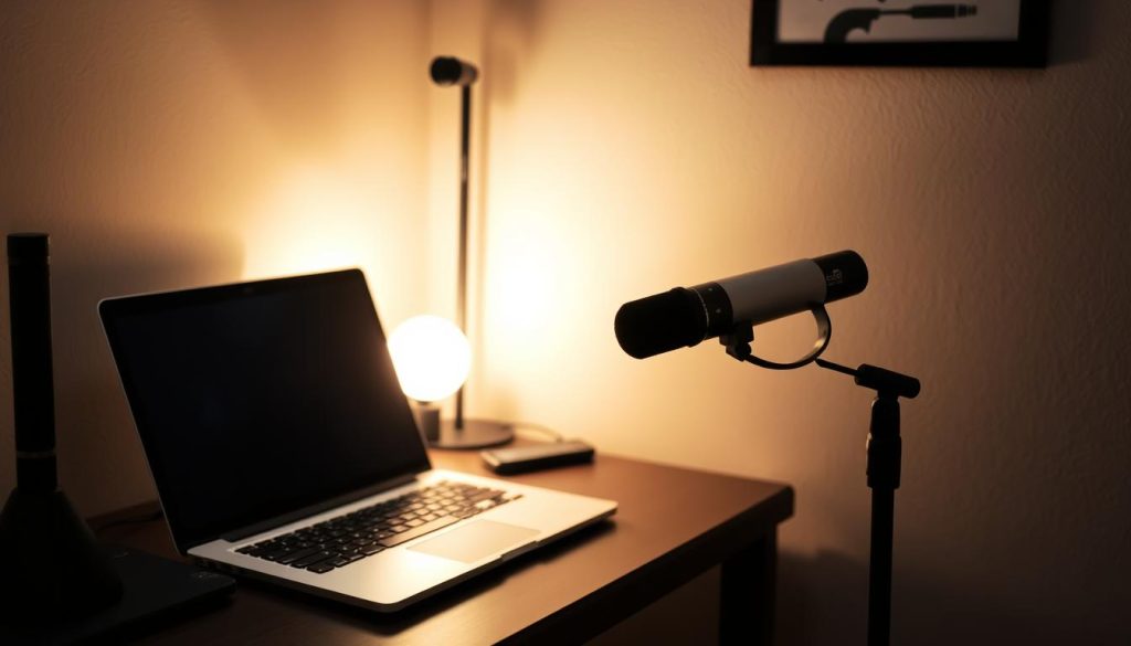 budget course creation setup with laptop and basic microphone budget course creation setup with laptop and basic microphone